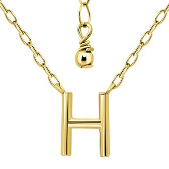 Aleure Precioso Polished Capital Letter Pendant Necklace on Small Paperclip Chain