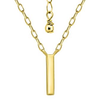 Aleure Precioso Polished Capital Letter Pendant Necklace on Small Paperclip Chain