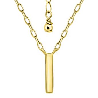 Aleure Precioso Polished Capital Letter Pendant Necklace on Small Paperclip Chain