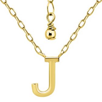 Aleure Precioso Polished Capital Letter Pendant Necklace on Small Paperclip Chain