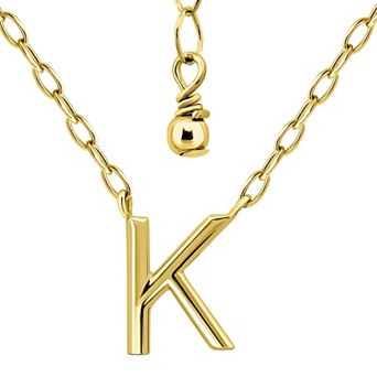 Aleure Precioso Polished Capital Letter Pendant Necklace on Small Paperclip Chain