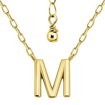 Aleure Precioso Polished Capital Letter Pendant Necklace on Small Paperclip Chain