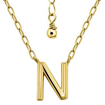 Aleure Precioso Polished Capital Letter Pendant Necklace on Small Paperclip Chain
