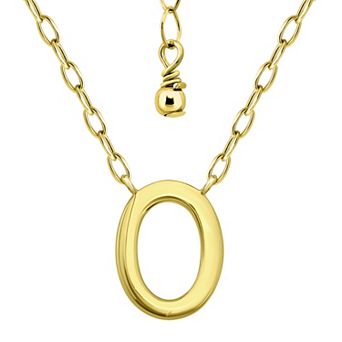 Aleure Precioso Polished Capital Letter Pendant Necklace on Small Paperclip Chain
