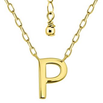 Aleure Precioso Polished Capital Letter Pendant Necklace on Small Paperclip Chain