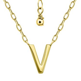 Aleure Precioso Polished Capital Letter Pendant Necklace on Small Paperclip Chain