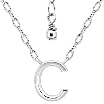 Aleure Precioso Polished Capital Letter Pendant Necklace on Small Paperclip Chain
