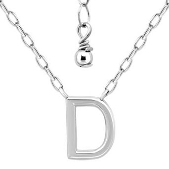 Aleure Precioso Polished Capital Letter Pendant Necklace on Small Paperclip Chain