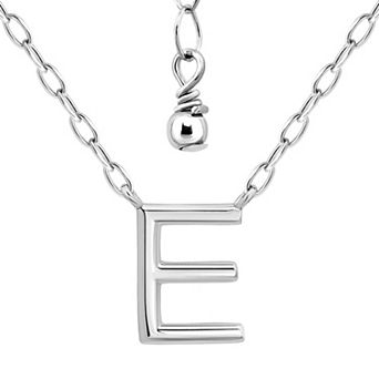 Aleure Precioso Polished Capital Letter Pendant Necklace on Small Paperclip Chain