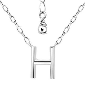 Aleure Precioso Polished Capital Letter Pendant Necklace on Small Paperclip Chain