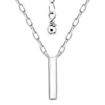 Aleure Precioso Polished Capital Letter Pendant Necklace on Small Paperclip Chain