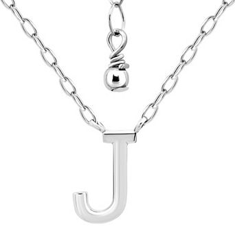 Aleure Precioso Polished Capital Letter Pendant Necklace on Small Paperclip Chain