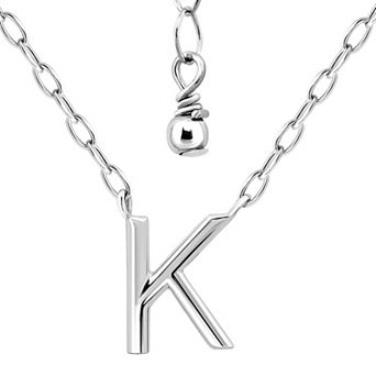 Aleure Precioso Polished Capital Letter Pendant Necklace on Small Paperclip Chain