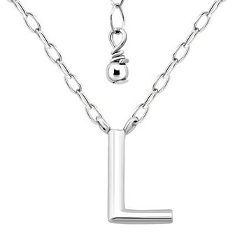 Aleure Precioso Polished Capital Letter Pendant Necklace on Small Paperclip Chain