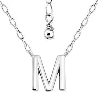 Aleure Precioso Polished Capital Letter Pendant Necklace on Small Paperclip Chain