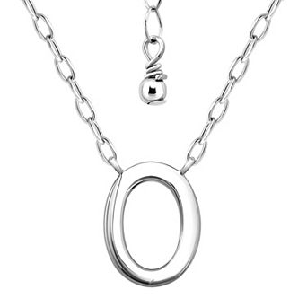 Aleure Precioso Polished Capital Letter Pendant Necklace on Small Paperclip Chain