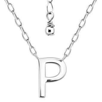 Aleure Precioso Polished Capital Letter Pendant Necklace on Small Paperclip Chain