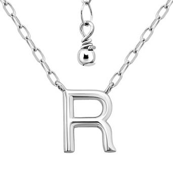 Aleure Precioso Polished Capital Letter Pendant Necklace on Small Paperclip Chain
