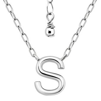 Aleure Precioso Polished Capital Letter Pendant Necklace on Small Paperclip Chain