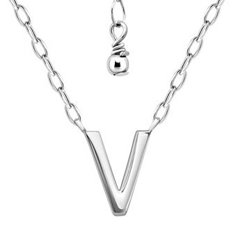 Aleure Precioso Polished Capital Letter Pendant Necklace on Small Paperclip Chain