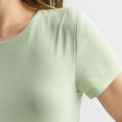 Juniors' Pink Republic Contour Short Sleeve Crew Top