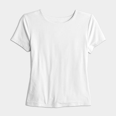 Juniors' Pink Republic Contour Short Sleeve Crew Top