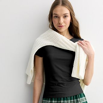 Juniors' Pink Republic Contour Short Sleeve Crew Top