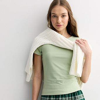 Juniors' Pink Republic Contour Short Sleeve Crew Top