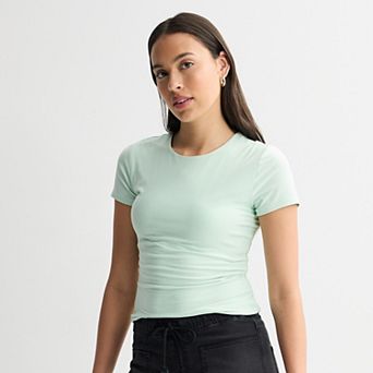 Juniors' Pink Republic Contour Short Sleeve Crew Top