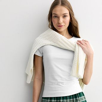 Juniors' Pink Republic Contour Short Sleeve Crew Top