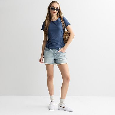 Juniors' Pink Republic Short Sleeve Side Cinch Top