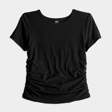 Juniors' Pink Republic Short Sleeve Side Cinch Top