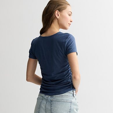 Juniors' Pink Republic Short Sleeve Side Cinch Top