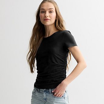 Juniors' Pink Republic Short Sleeve Side Cinch Top