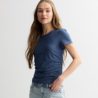 Juniors' Pink Republic Short Sleeve Side Cinch Top