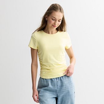 Juniors' Pink Republic Short Sleeve Side Cinch Top