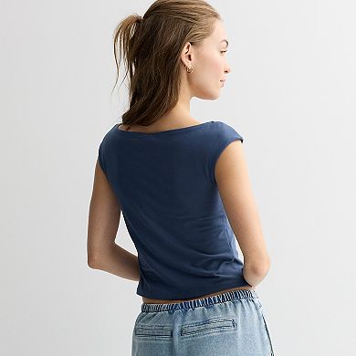 Juniors' Pink Republic Contour Boatneck Tank Top