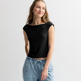 Juniors' Pink Republic Contour Boatneck Tank Top