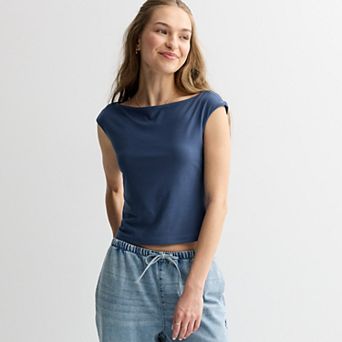 Juniors' Pink Republic Contour Boatneck Tank Top