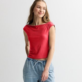 Juniors' Pink Republic Contour Boatneck Tank Top