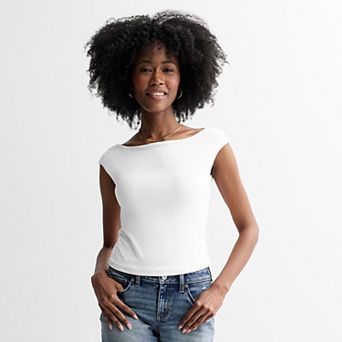 Juniors' Pink Republic Contour Boatneck Tank Top