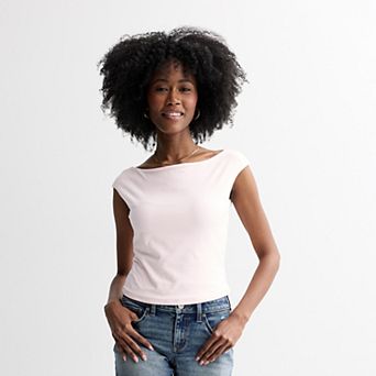 Juniors' Pink Republic Contour Boatneck Tank Top