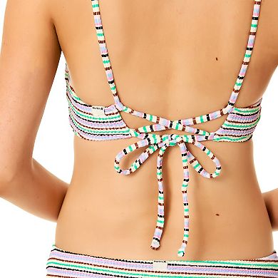 Juniors' Hurley Scrunch Stripe Front Shirred Swim Top