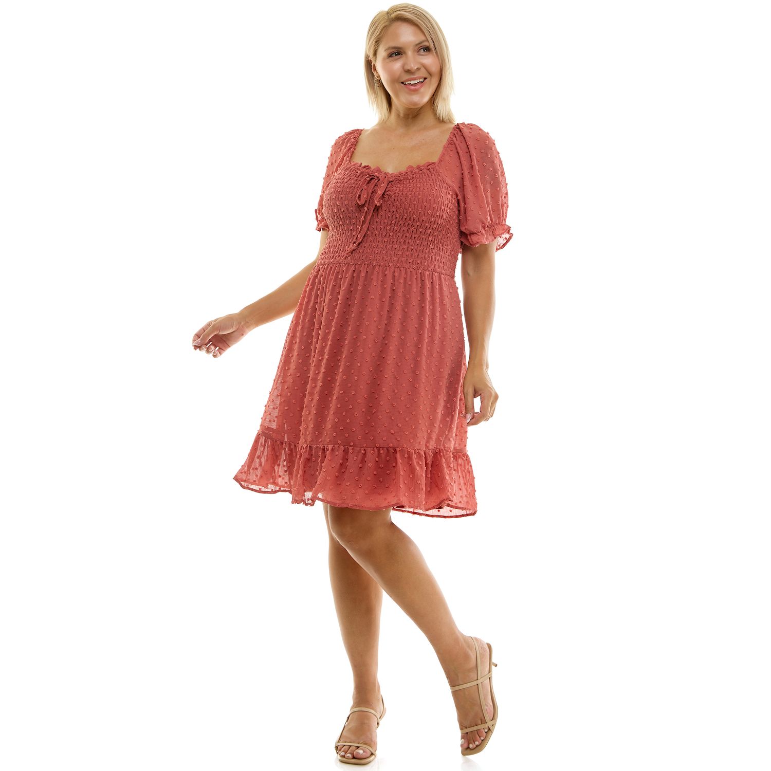 Женские платья Plus Juniors' Plus Size Lily Rose Smocked Front Skater Dress