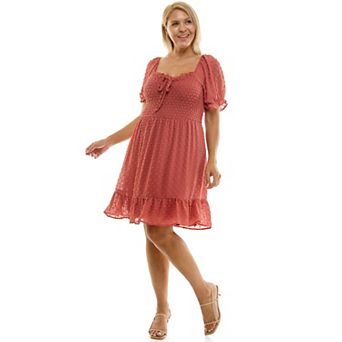 Juniors' Plus Size Lily Rose Smocked Front Skater Dress