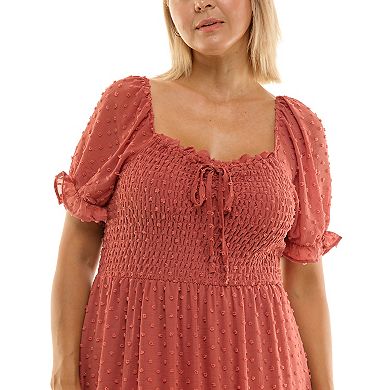 Juniors' Plus Size Lily Rose Smocked Front Skater Dress