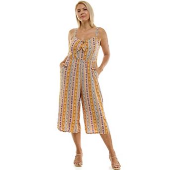 Juniors' Lily Rose Tie Front Ankle Jumpsuit