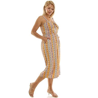 Juniors' Lily Rose Tie Front Ankle Jumpsuit