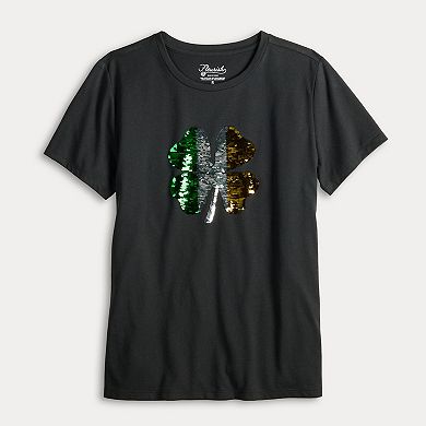 Women’s Clover Sequin Short Sleeve Tee Shirt