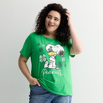 Plus Size Peanuts Snoopy & Woodhouse Graphic Short Sleeve Tee